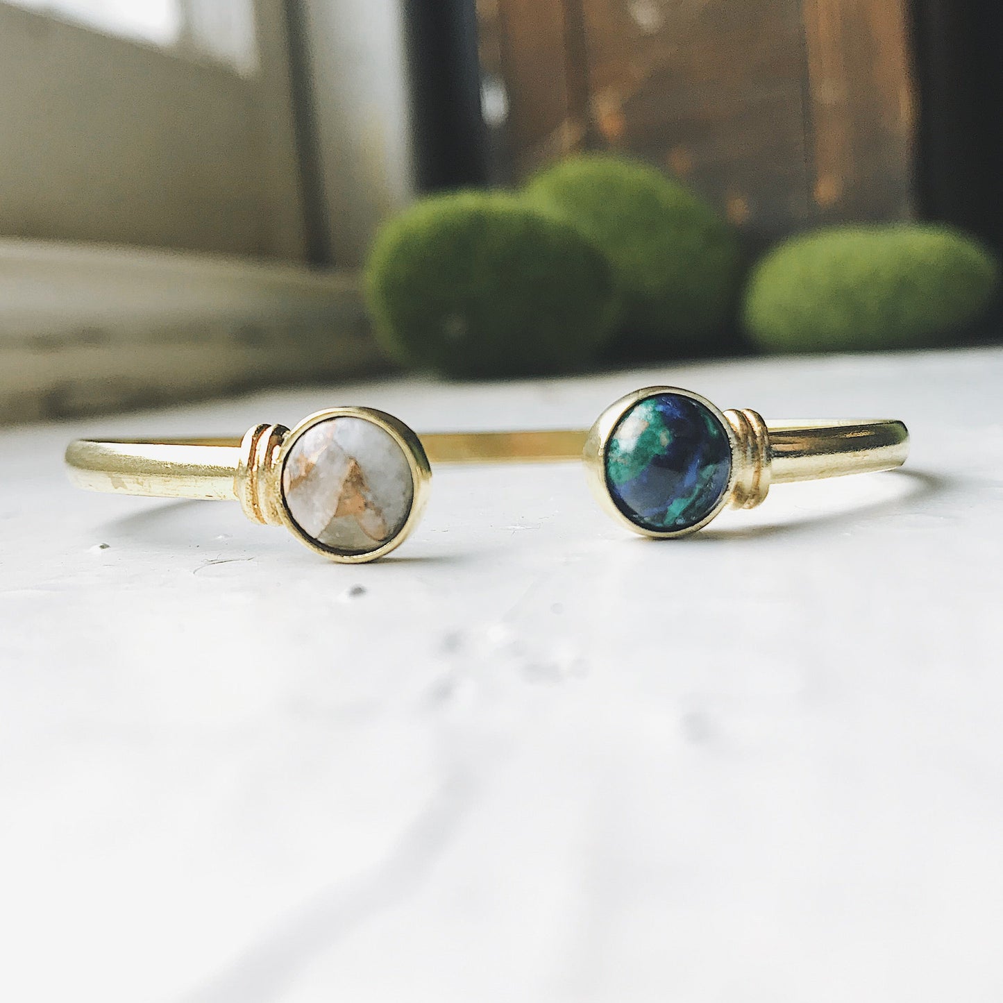 Bracelet || Earth + Moon Cuff with Natural Stones