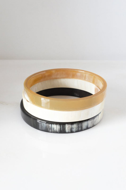Bracelet || Tron Buffalo Horn Minimalist Bangle - Set of 3