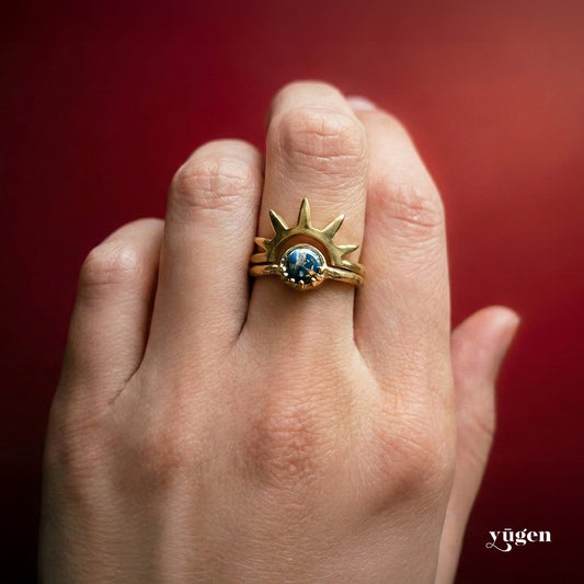 Ring || Dark Before the Dawn Sunburst with Copper Lapis Lazuli