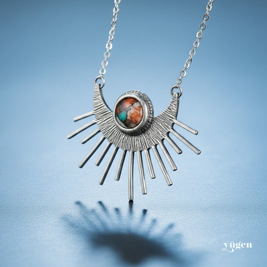 Necklace || Sun Goddess Pendant with Copper Oyster Turquoise