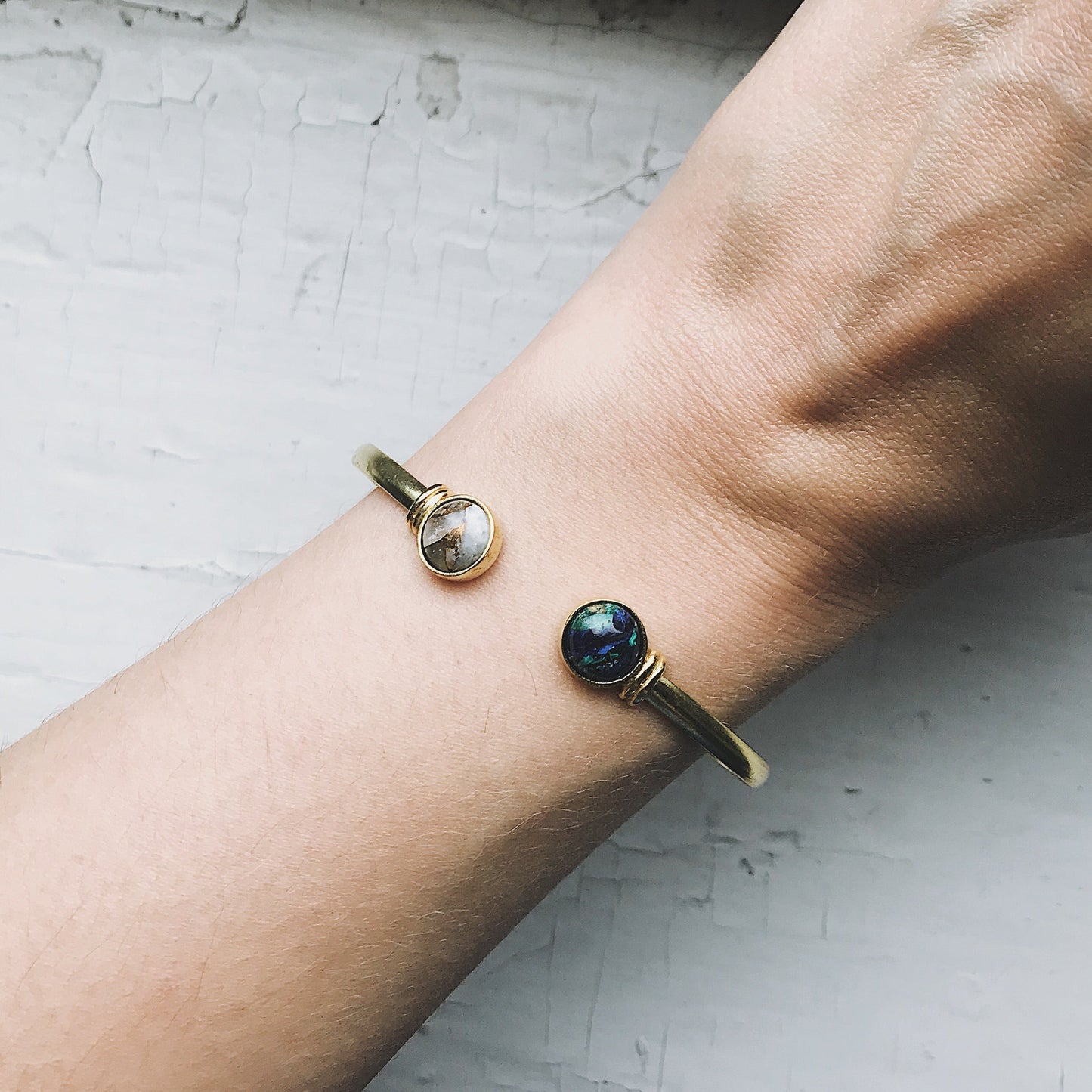Bracelet || Earth + Moon Cuff with Natural Stones