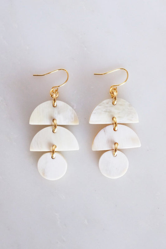 Earrings || Cat Ba Crescent Drop Buffalo Horn