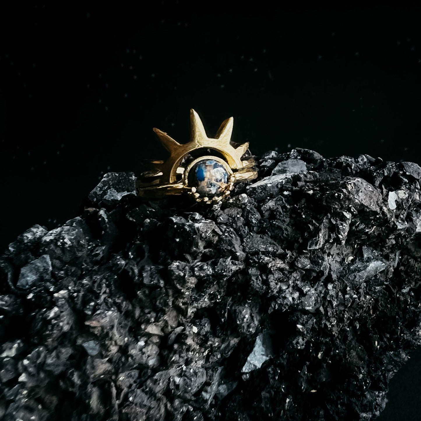 Ring || Dark Before the Dawn Sunburst with Copper Lapis Lazuli