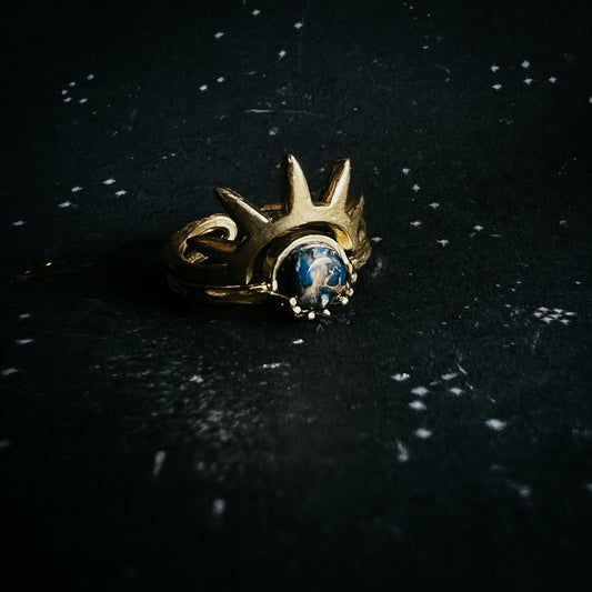 Ring || Dark Before the Dawn Sunburst with Copper Lapis Lazuli