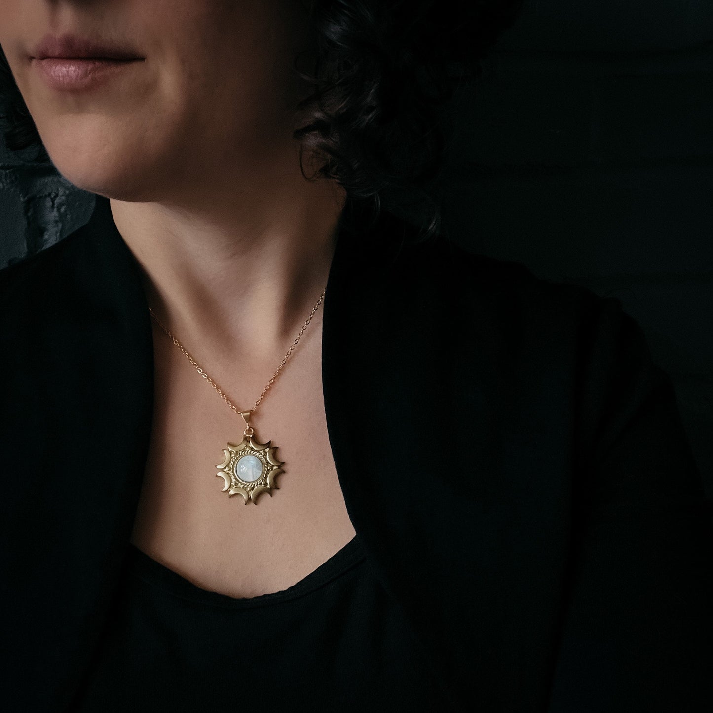 Necklace || Lunar Witch Rainbow Moonstone Pendant