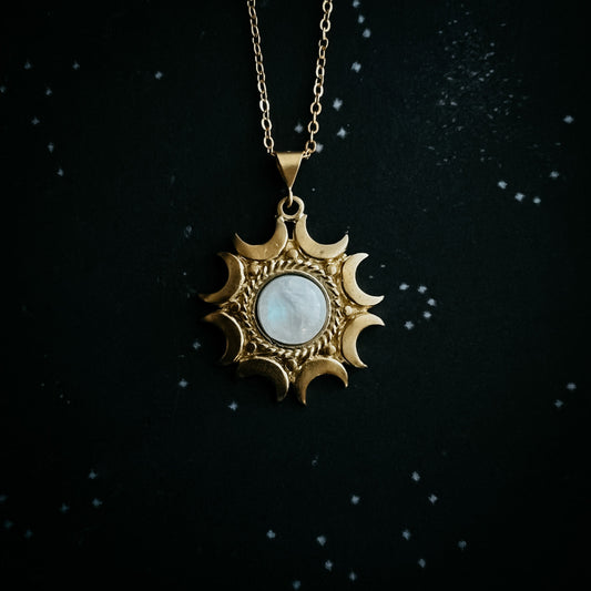 Necklace || Lunar Witch Rainbow Moonstone Pendant
