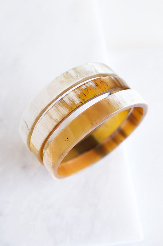 Bracelet || Tron Buffalo Horn Minimalist Bangle - Set of 3