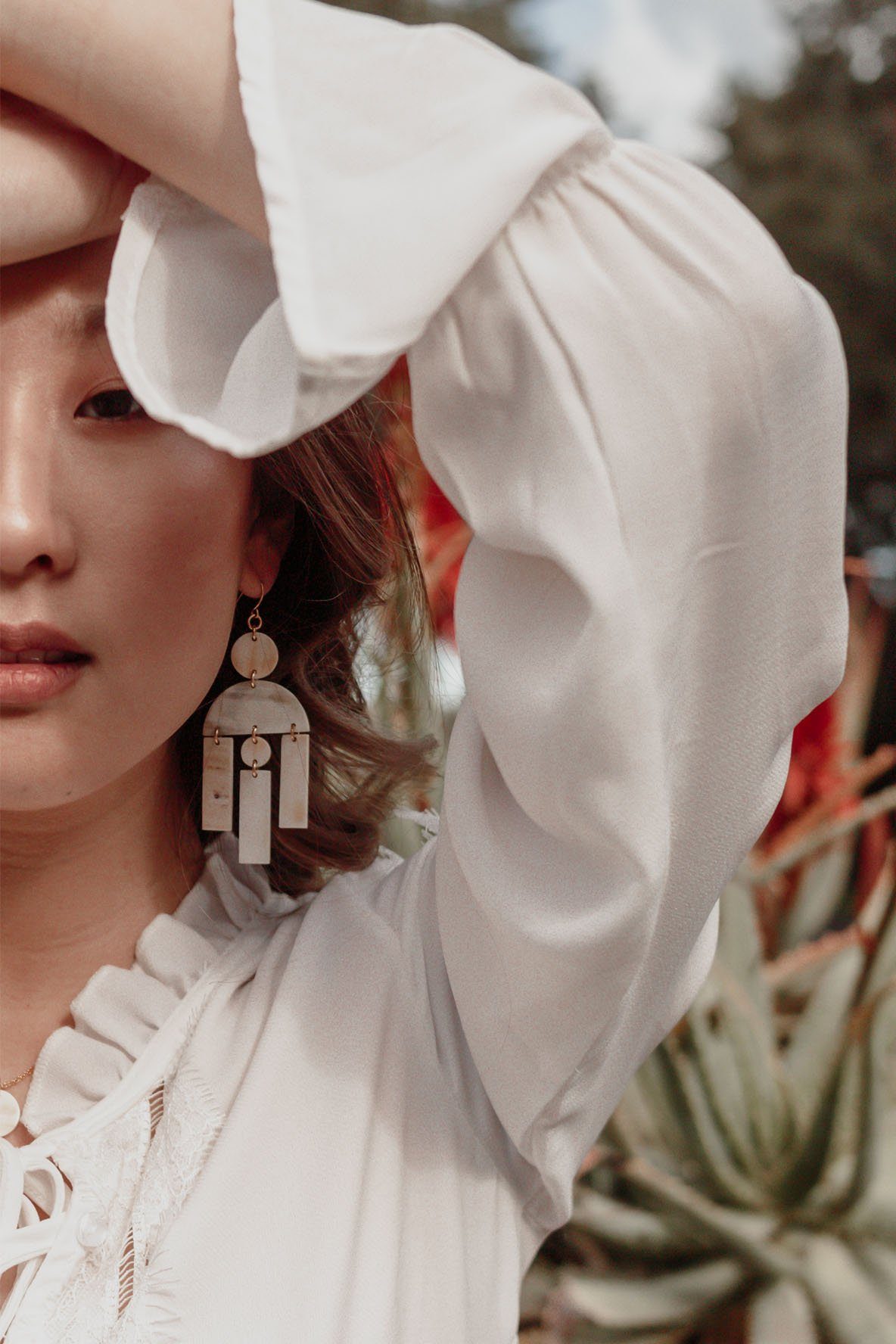 Earrings || Hoang Hau Buffalo Horn Chandelier