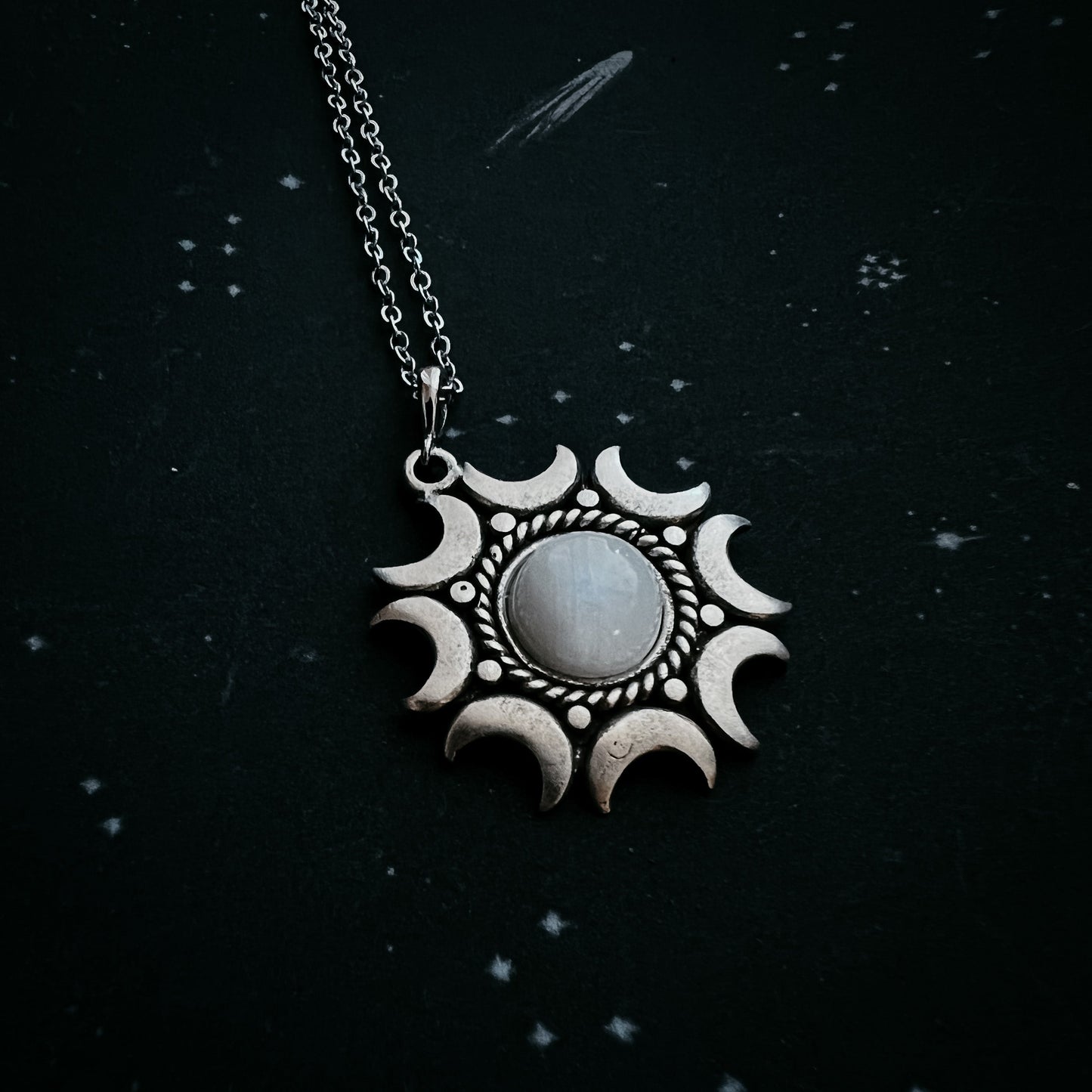 Necklace || Lunar Witch Rainbow Moonstone Pendant